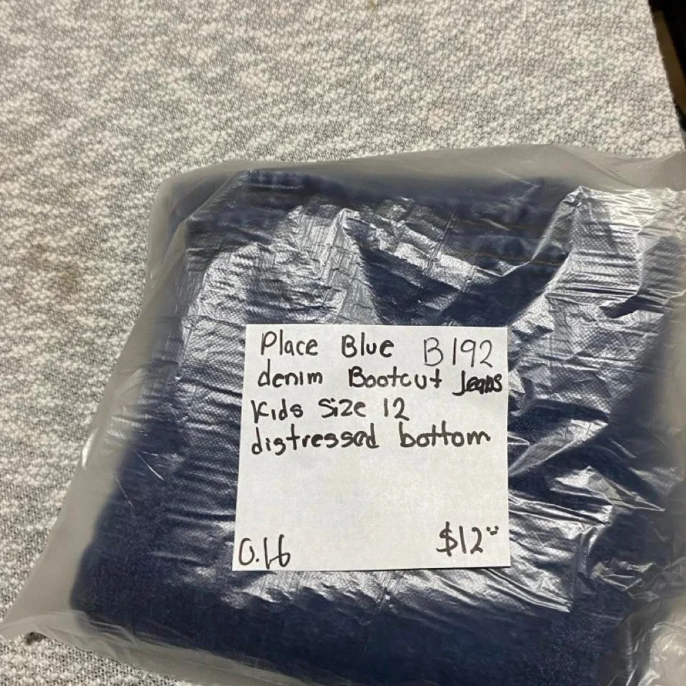 Place Blue Bootcut Jeans kids Size 12 distressed bottom. SKU-B192#bootcut